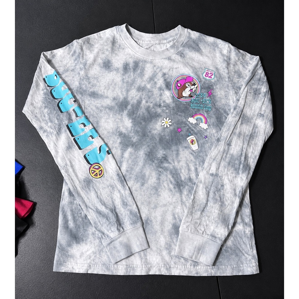 Buc-ee's Girls Long Sleeve Tee Youth S Tie Dye Graphic Retro Casual Shirt